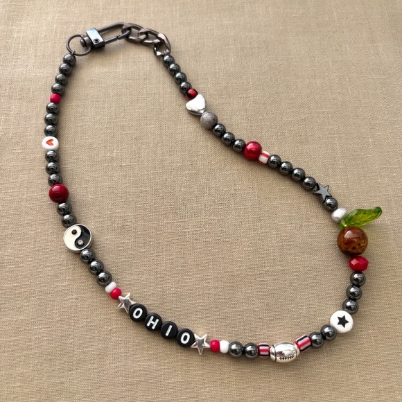 Ohio State Buckeye Charm Football Necklace - Picture 1 of 5